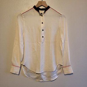 Rag & Bone Luca Band Collar Silk Charmeuse Blouse